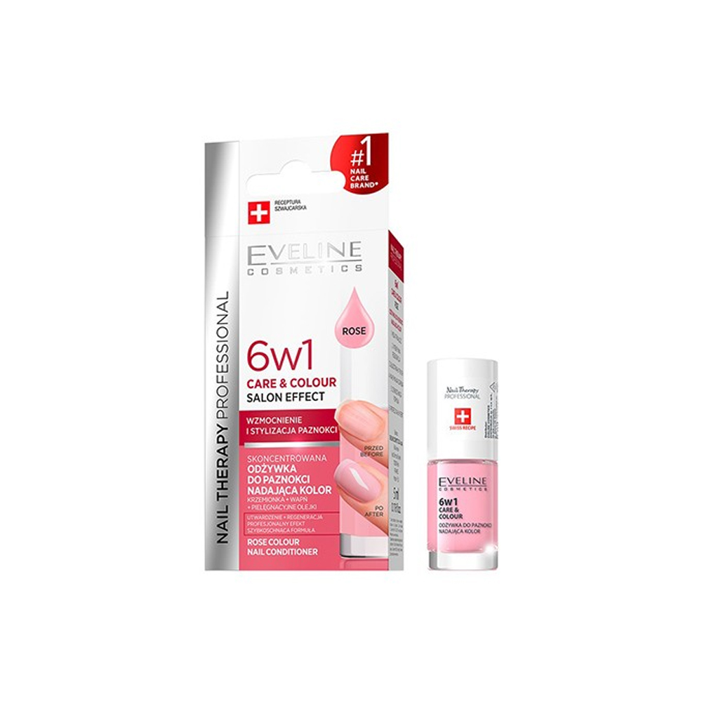 EVELINE 6in1 Care & Color Shimmer Pink Salon Effect - 5ml